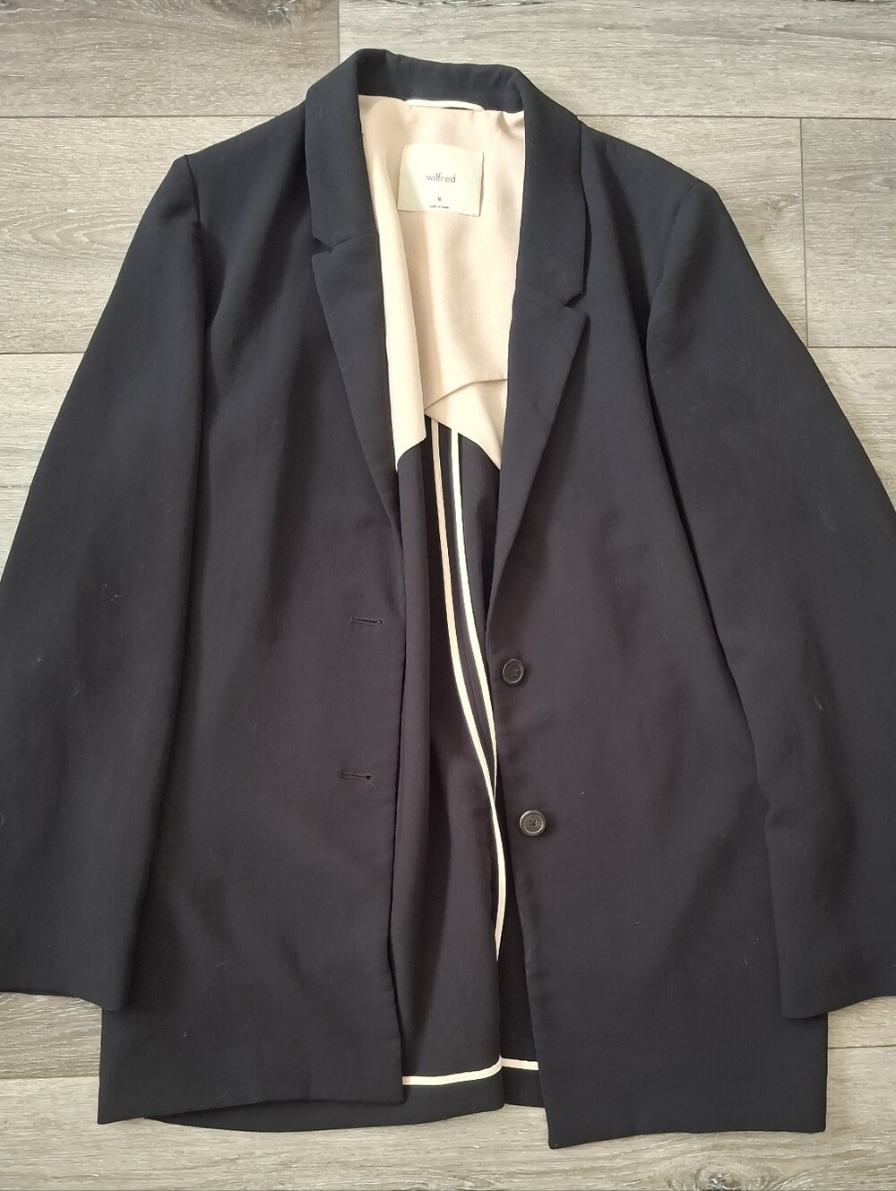 Wilfred Black Notch-Lapel Blazer with Cream Lining